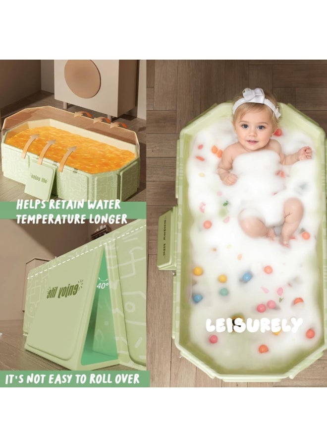 والالا حوض استحمام قابل للطي، حوض محمول قابل للطي مع سدادة تصريف، حوض تخزين مدمج للأطفال الصغار، مناسب للاستخدام في الهواء الطلق أو السفر أو الشرفة. - Image 4